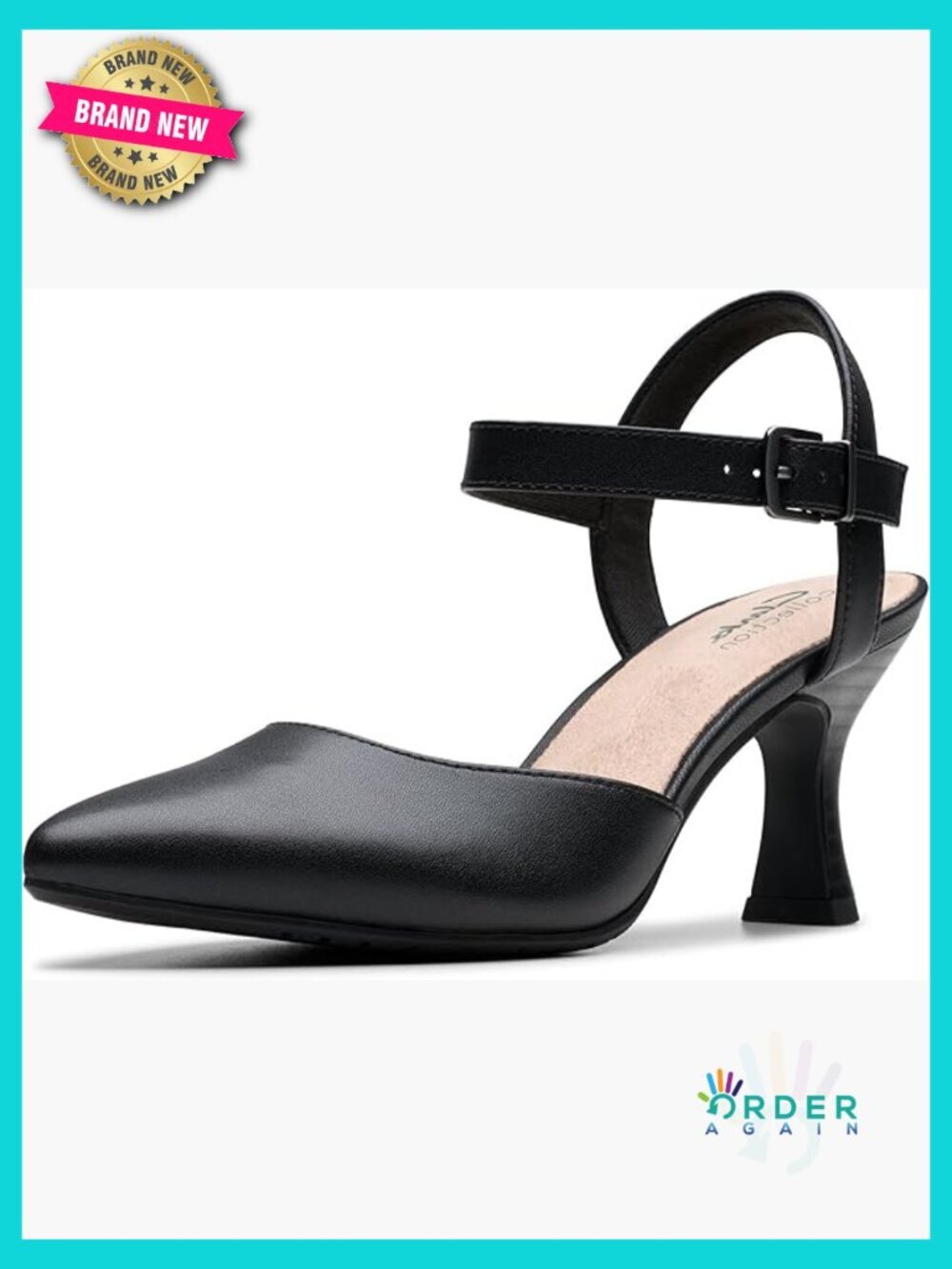 Block Heel Open Toe Pump with Buckle Strap Comfort Foam Cushion